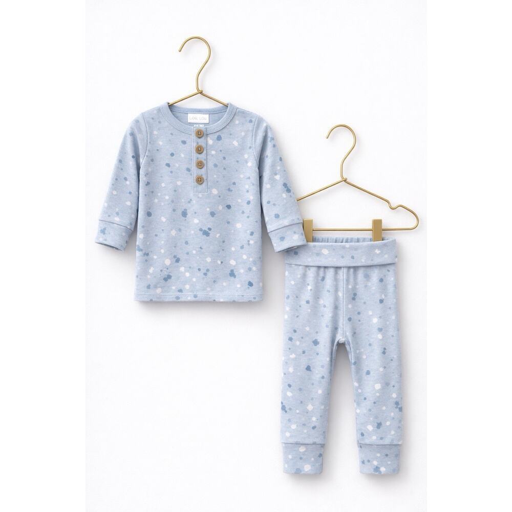 Lou Lou & Co Bamboo Baby Outfit Top Bottom Set Steele Print 3M New in Box